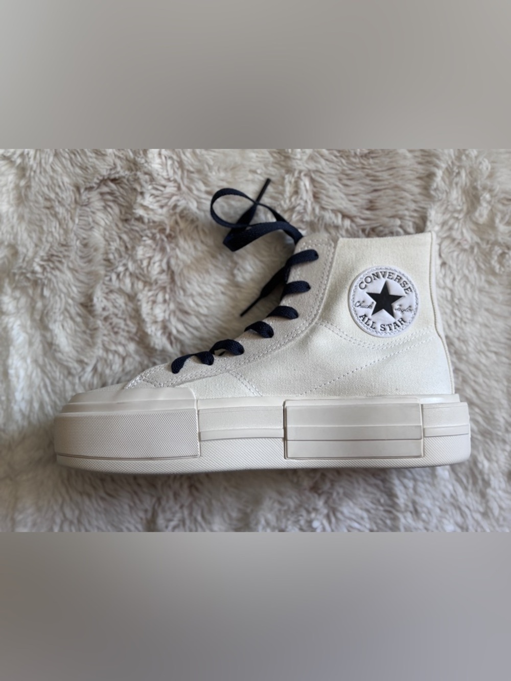 Converse Chuck Taylor High Top Sneakers Off-White with Navy Blue Accents